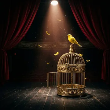 Cover of the album “The Sneering Caged Bird” (AI-generated artwork)
